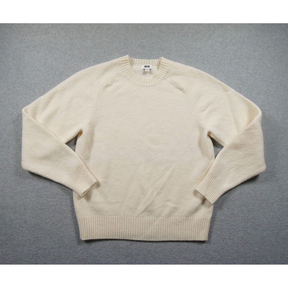 Uniqlo Sweater Womens Small Cream Knit Crewneck Wool Pullover Ladies Outdoors